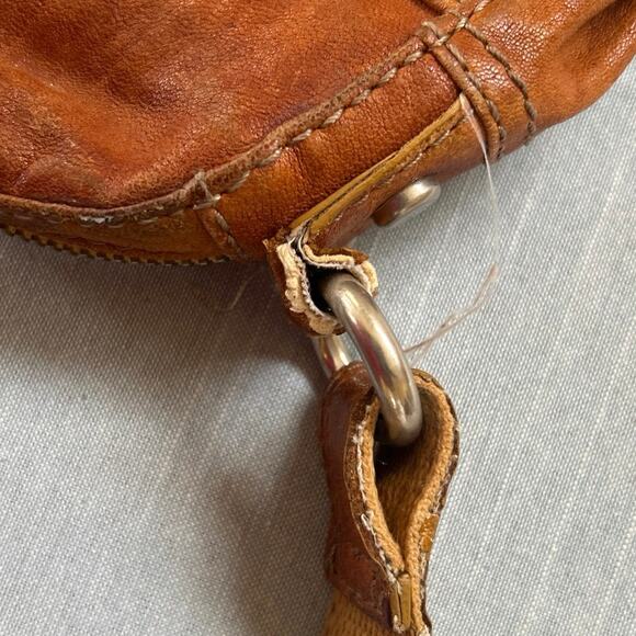 Fossil Tan Leather Boho Handbag Western Shoulder Crossbody 10x11x3 - Picture 9 of 11